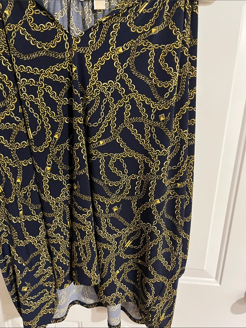 Michael Kors Navy and Gold Chain-Print High-Low Skirt - Picture 4 of 8